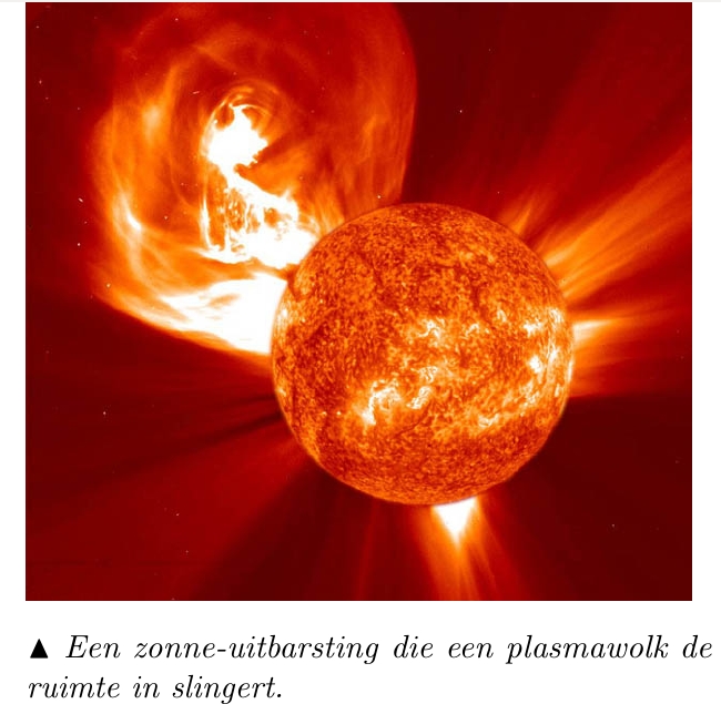 Een zonne-uitbarsting die een plasmawolk de ruimte in slingert.