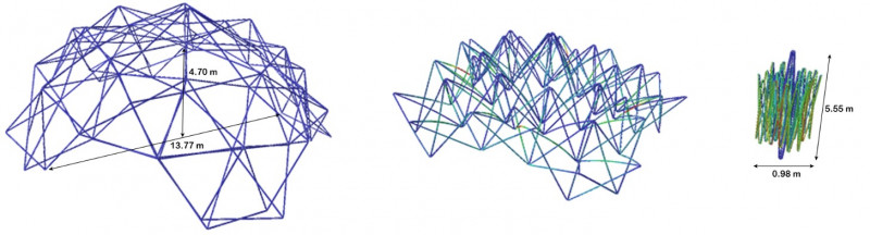 Simulatie van het dichtvouwen van een bistabiele schaarstructuur.