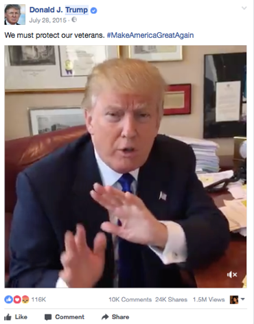 Facebook Post van Donald Trump op 28 juli 2015
