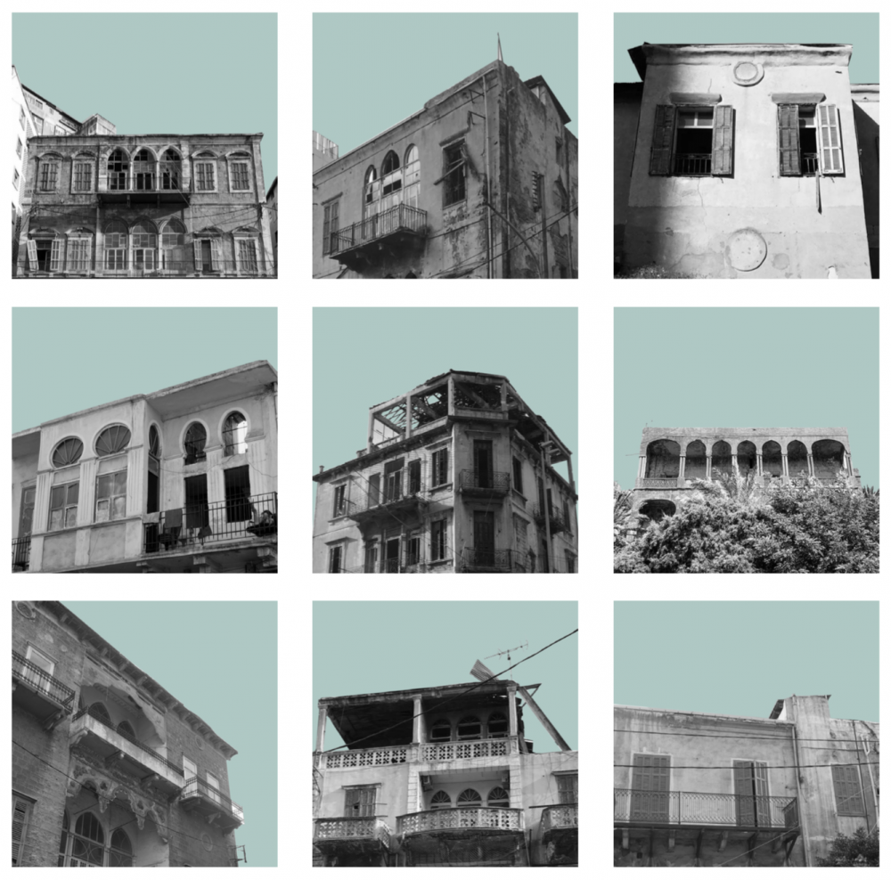 Voorbeelden onbeschermde traditionele gebouwen in Beiroet. 