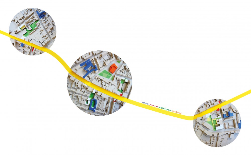 Schaalmodel van de drie nieuwe groene netwerken aan de Turnhoutsebaan