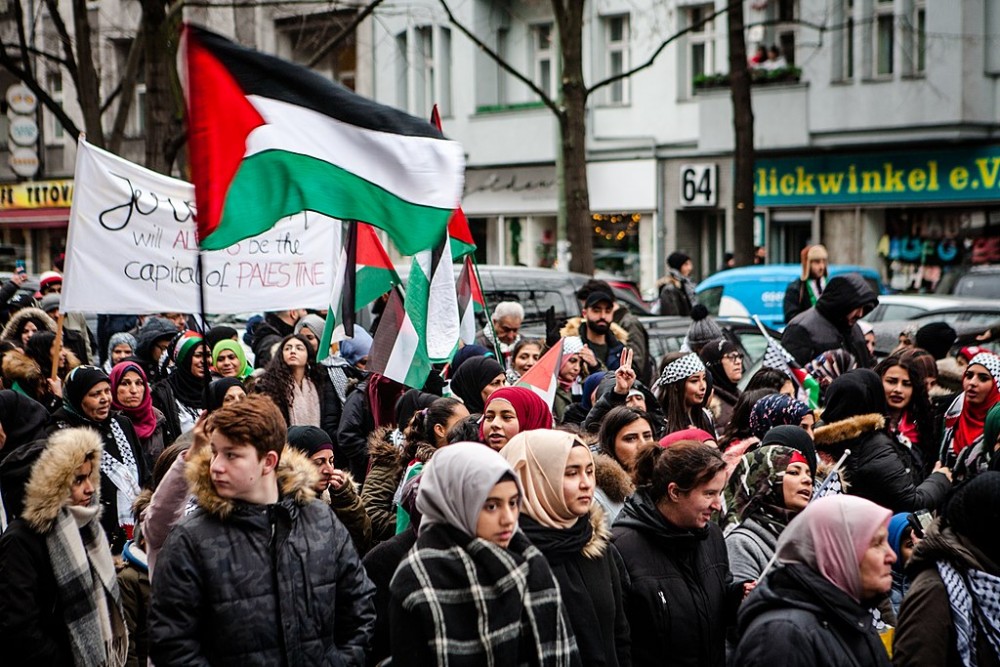 Protestanten demonstreren uit solidariteit voor Palestina 