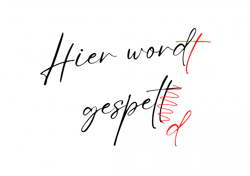 "Hier word gespelt". Een mogelijk nieuw spellingbeeld.