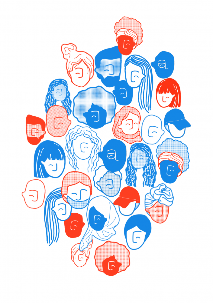 Eigen illustratie: een diverse klasgroep