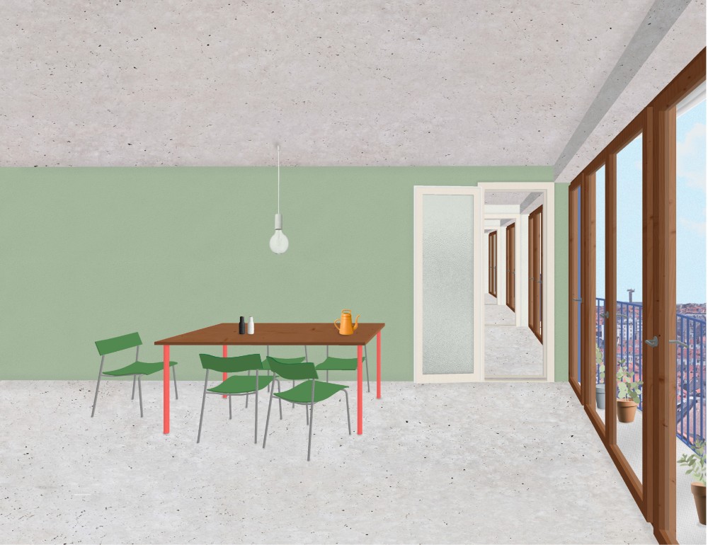 Transformatie en aanpasbaarheid van de leefruimtes aan de zuidkant - Enfilade_© Hannah Herrmann