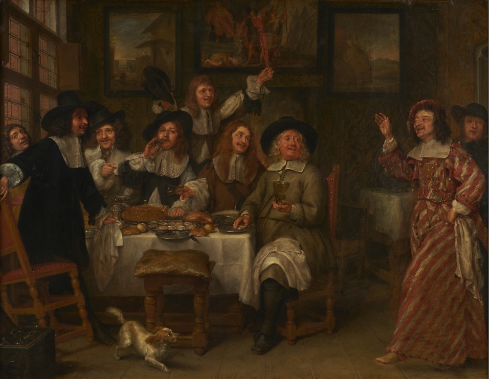 Gonzales Coques, Een maaltijd van Antwerpse kunstenaars, 1644-1645. Olieverf op koper, 59 cm x 75 cm. Parijs, Musée du Petit Palais, inv. nr. DUT 943.