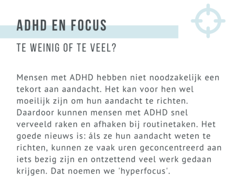 Passage uit brochure over het fenomeen "hyperfocus"