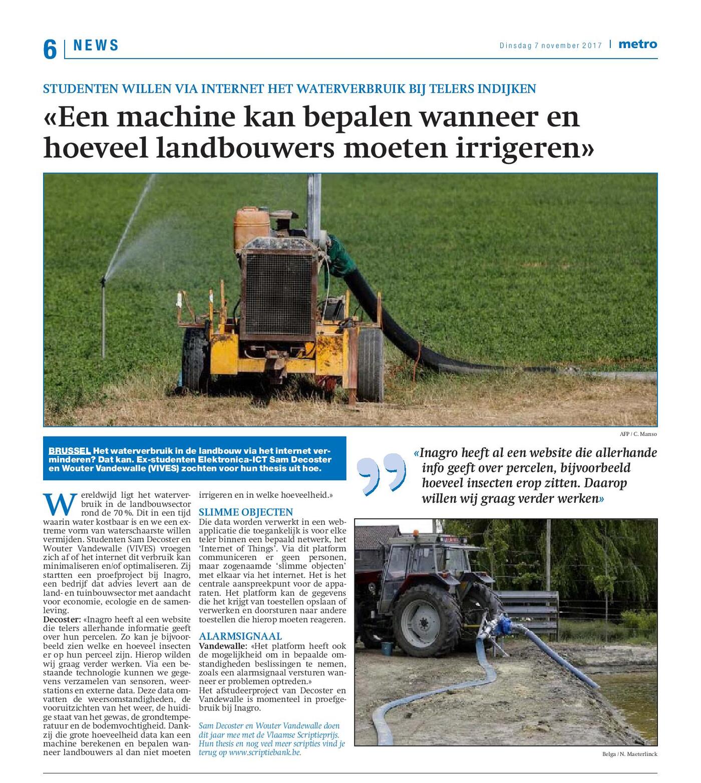"Een machine kan bepalen wanneer en hoeveel landbouwers moeten irrigeren"