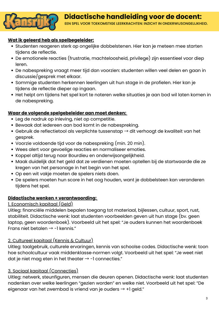 Didactische handleiding voor de docent.