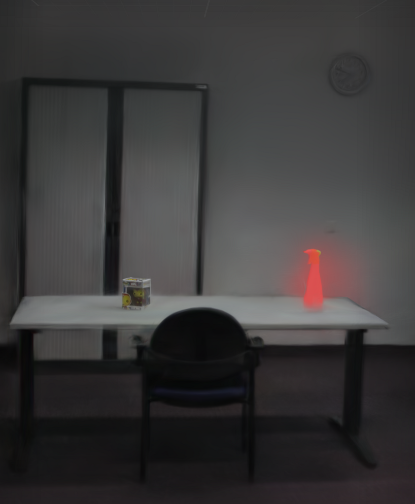 Forensic overlay: onbeperkte training: spuitfles rood