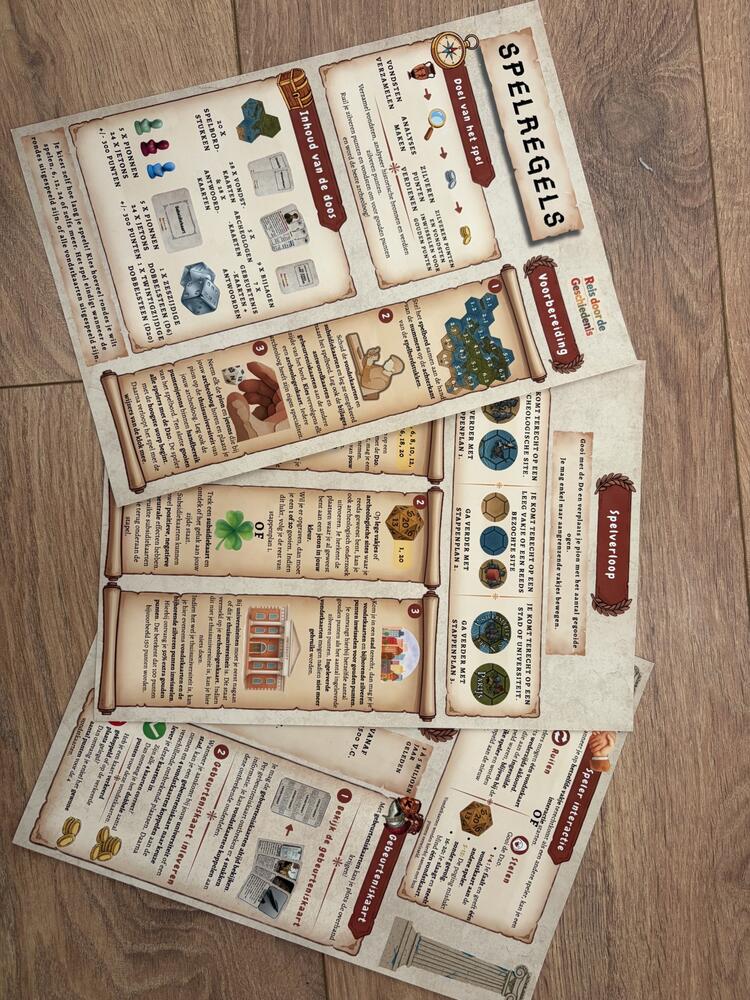 De spelregels van 'Reis door Geschiedenis'.
