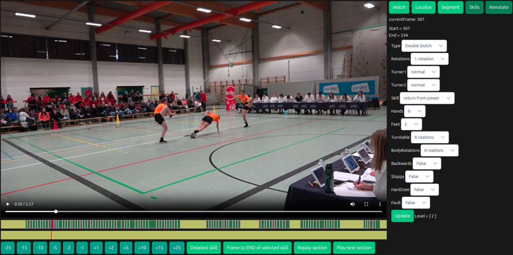 Voorbeeld van een DD3 freestyle op westrijd, met de skilleigenschappen van het geselecteerde fragment.