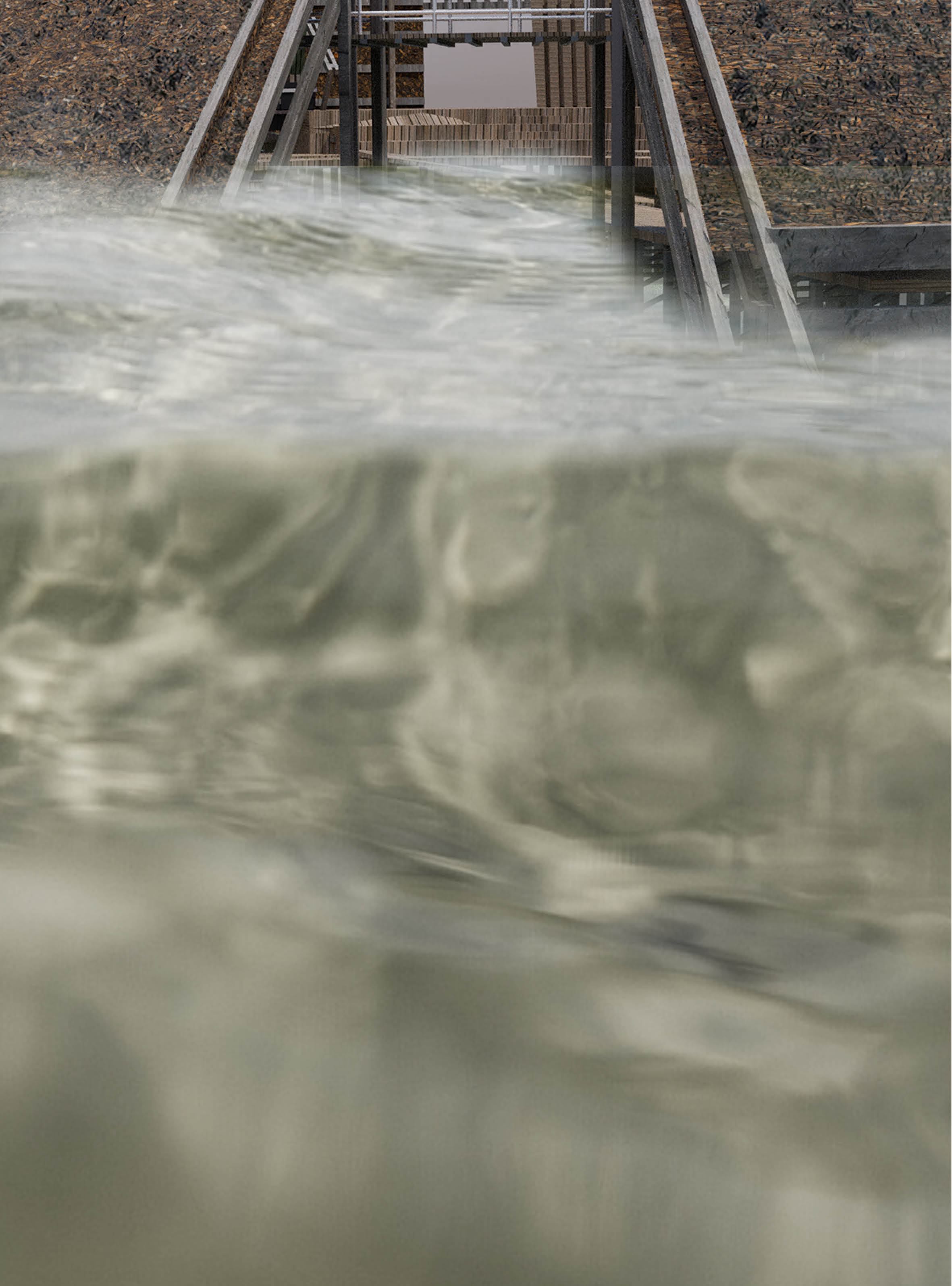 sequence 5 - level of water above your knees, to enter you have to swim